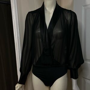 Zara Black Sheer Bodysuit 🐈‍⬛